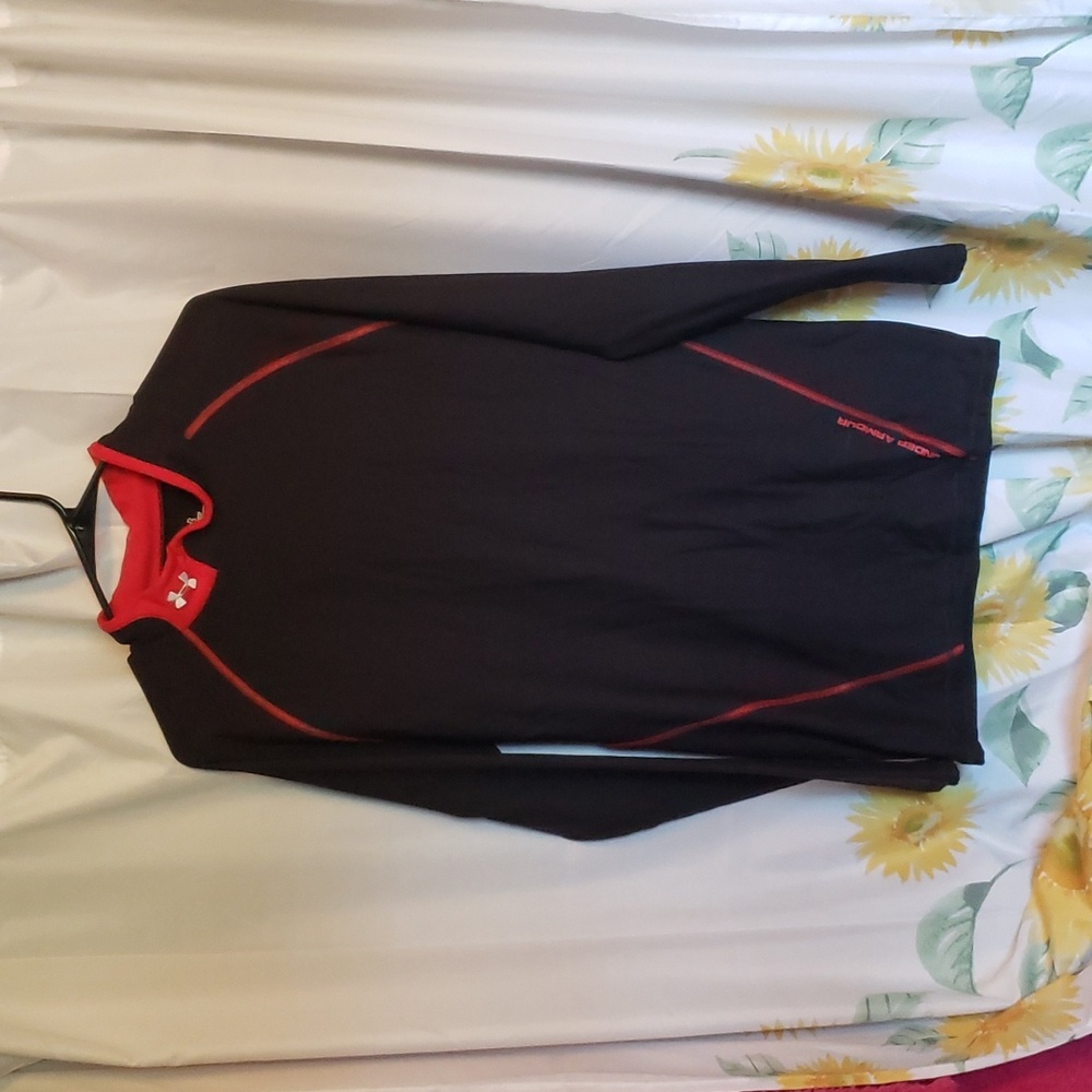 Men's Xxl Black and Red Under Armour Baselayer Cold Gear Compression Winter Shir